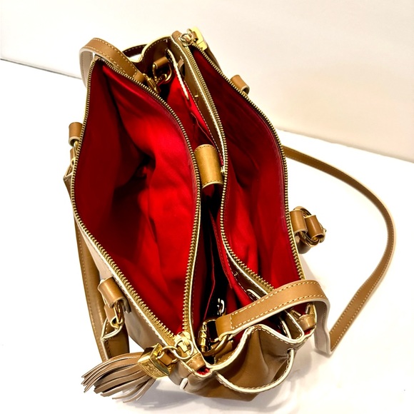 Prix De Dressage Brown leather with cream trim shoulder bag/handbag - Picture 6 of 12